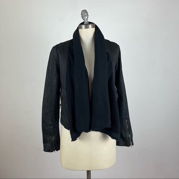 Free People Drape Front Coated Jacket in Black - Picture 2 of 8